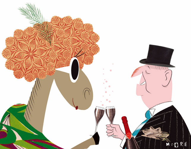 Illustration appearing in The Age Newspaper for the Melbourne Cup Race.